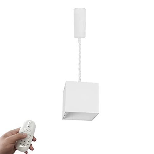 KAYYELAMP 3.2 Ft Adjusted Cord Without Tools H-Type Tracking Light Stepless Dimming Remote Control 24W LED Spot Light Square White Metal Shade Hanging Light for Corridor Home Office(No Track)
