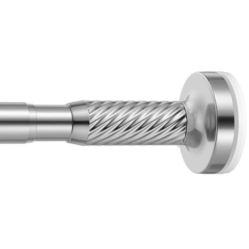 Image of Tension Curtain Rod 32-90Inch Silver Spring Rods Adjustable Curtain | Rods no Drilling Outdoor Tension Rod for Patio, Windows,Closets,Doorway