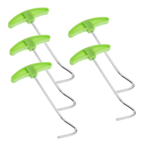 NULYLU 5pcs Tent Peg Puller Tool with Ergonomic Design and Comfortable Grip Stainless Steel and Plastic Construction for Outdoor Camping Tent Setup