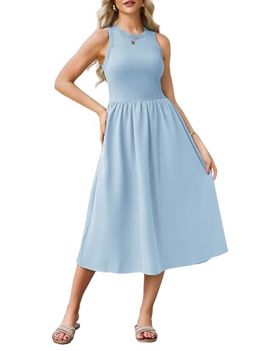 Image of GRACE KARIN Womens Summer Dress Sleeveless Tank Dress Boho Casual Beach Vacation A Line Midi Dress with Pockets