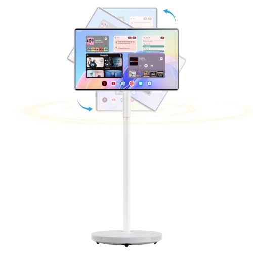 Image of 27 inch Portable TV with Hi-Fi Audio, 44W Quad Speakers & Subwoofer | Smart Portable TV on Wheels with Android 14 EDLA , 8GB+128GB, 5MP Privacy Camera, Voice Remote Control Touch Screen Monitor