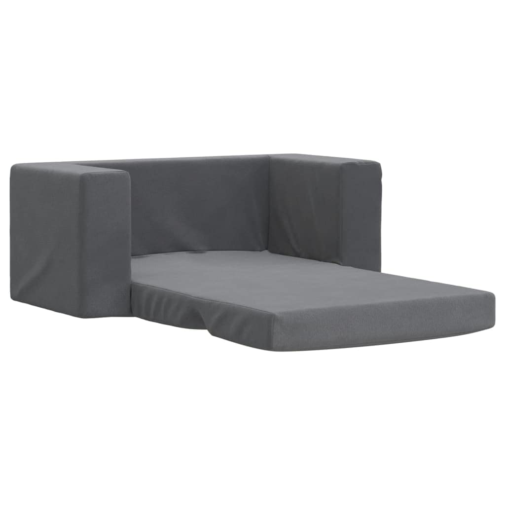 Sofa do spania dla dzieci 2-osobowa, antracytowa, miękki plusz, wygodny mebel do pokoju dziecięcego, do spania, zabawy i czytania