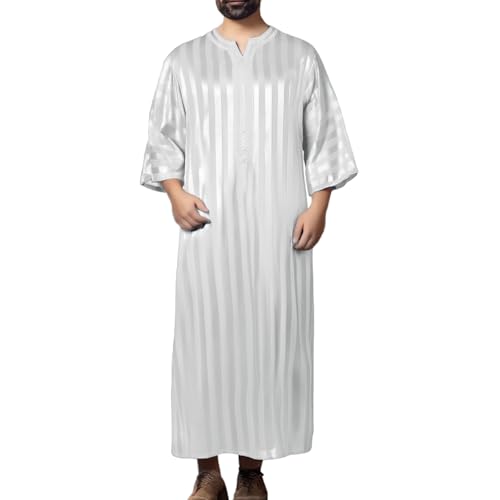 Robe traditionnelle arabe pour homme en tissu léger à rayures
