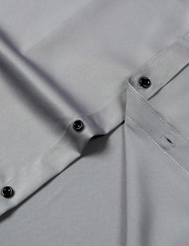 JEMITOP Men's Stretch Wrinkle Free Dress Shirts Formal Wedding Prom Long Sleeve Button Down Shirt Grey L - Image 5