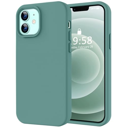 Image of LOVE 3000 Designed for iPhone 12 Case /iPhone 12 Pro Case, Premium Silicone with [Soft Anti-Scratch Microfiber Lining] Shockproof Protective Phone Case for Men Women Girls 6.1 inch, Pine Green
