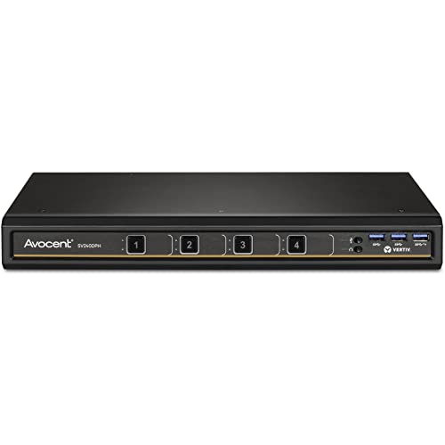 Image of Vertiv Avocent SwitchView Desktop KVM, 4 Port, Single Head Monitor, Universal Connector, TAA Compliant, Zero-Delay Switching, USB 3.0, High-Speed Charging, Hot-Key Switching (SV240DPH-400)