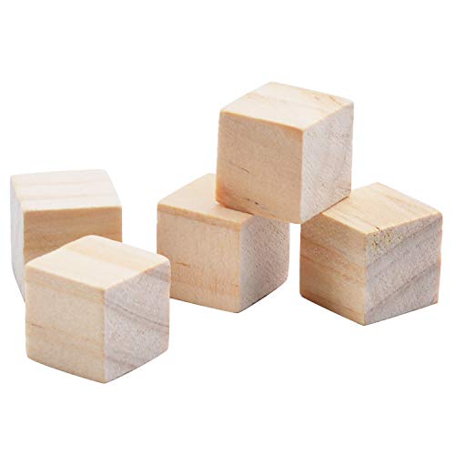 Wood Cubes,50pcs Square Blocks Unfinished Cubic Wooden for Math Counting Craft Childlike Game,2cmx2cmx2cm