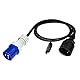 feletec CEE Adapter CEE Stecker auf Schuko Kupplung, 1,5m Camping Strom-Kabel, IP44 Camping Verlängerungskabel, H07RN-F 3G2,5 Campingstecker Adapter 16A