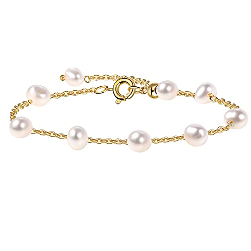 Cowlyn Pearl Anklet 14K Gold Chain Cubic Zirconia Handmade Dainty Ankle For Women Beach Cute Boho Summer Jewelry Gifts #TOP4