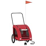 vidaXL Rimorchio da Bici per Animali Rosso Oxford e Ferro, rimorchio per Bici, rimorchio per Animali Domestici, rimorchio per Biciclette