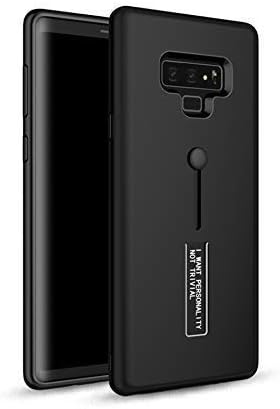 lemcas dual layer with stand & finger holder back cover for samsung galaxy note 9 - black