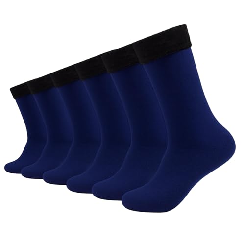 Georcep 6Pairs Unisex Thickened Fleece Lined Cold-Proof Winter Socks (D-Navy Blue,Taglia unica)