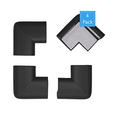 Kidkusion 4-Piece Safety Corner Cushion, Black, Child Proofing Corner Guard, Made In Usa, Child Safety, Home Furniture Safety Bumper, Baby Proof Table Protector, 4 Count (Pack Of 1) #TOP3