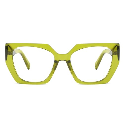 Zeelool Vintage Geometric Glasses Frame for Women with Non-prescription Clear Lens Sileidy ZJGP909372-06 Green