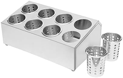 Durable Stainless Steel Flatware Caddy - 8-Hole Cutlery Organizer for Restaurants, Kitchens & Coffee Shops - Stylish Silverware Storage Holder