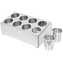 Commercial 8-Hole Stainless Steel Cylinder Flatware Organizer Home Silverware Utensil Holder Organizer for Kitchen Restaurants Catering Parties