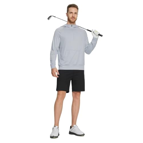 M MAELREG Mens Hoodies Heather Hooded Sweatshirt Performance Athletic Golf Hoodies For Men Quarter Zip Pullover — view 2