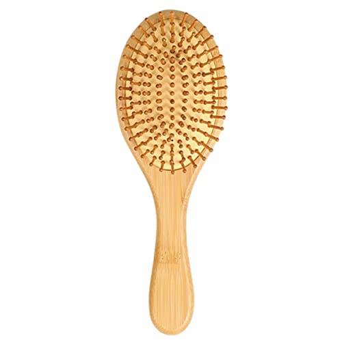Bamboo Paddle Hairbrush Hair Massage Brush Wooden Anti Static Hair Brush Detangling Hair Brush Eco-Friendly Natural Wooden Bamboo Air Paddle Detangle Hairbrush for Women Kids Men (Oval)