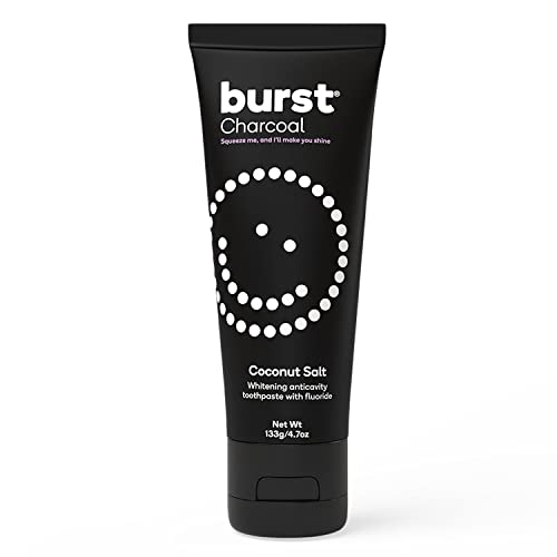 Image of BURST Charcoal Whitening Toothpaste for Adults (4.7oz) | for Sensitive Teeth with Cavity Fighting Fluoride & Xylitol |Vegan | Gluten & SLS Free | Coconut Salt | for Sensitive Teeth with Cavity Fighting Fluoride & Xylitol |Vegan | Gluten & SLS Free