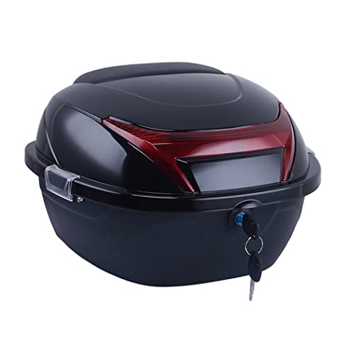 Ecoodisk Universal Motorcycle Rear Top Box Tail Trunk Luggage Top Lock Storage Carrier Case Motorcycle Helmet Top Box Luggage Storage for Motorbike Moped Back Rear Case, 37X32.5X24.5cm Hard Case,A