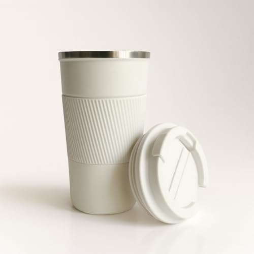 Image of YELONA White 510 ML Insulated Stainless Steel Coffee Tea Tumbler for Hot Cold Beverages Portable Travel Mug Leak Proof Sipper Lock Lid Thermos Multipurpose for Home Office Gifts