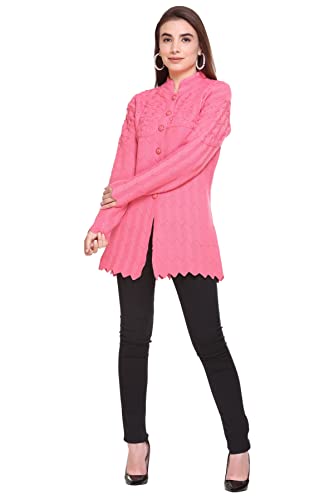 Image of Womens Full Sleeve Button Self Design Long Cardigan