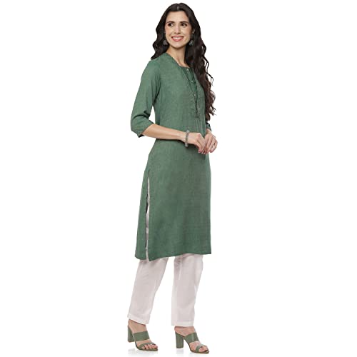 Image of Rangriti Red Art Silk Straight Kurta for Women