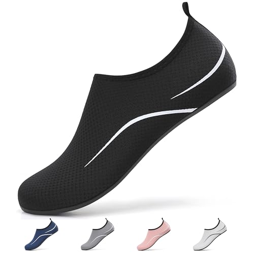Uomo Donna Scarpe da Scoglio Water Shoes Scarpette per Scogli Scarpe Mare Antiscivolo Scarpe Spiaggia Traspirante Scarpe Acquatiche per Sport Acquatici Parco Acquatico.Nero,45 EU