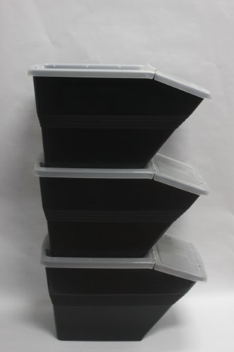 Product Image 3: WTM BBCL- Three Pack of Stackable Bins with Hinged Lids 24 Quart Size (pack of 3)