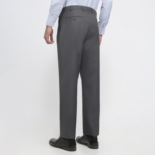 Image of Park Avenue Men Comfort Fit Solid Pattern Poly Wool Blend Double Pleat Formal Trouser