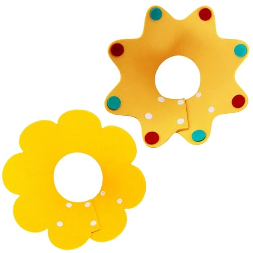 DUINIU 2 Colliers De Protection pour Chat, Styles De Fleurs Et De Points De Couleur, Boucle Réglable, Protection Postopératoire Et Anti - Léchage.
