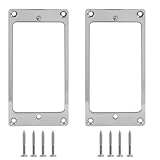 Zorfeter 2PCS Chrome Metal Iron Flat Humbucker Cover, Pickup Mounting Ring Set for Electric Guitar or Precision Bass Replacement