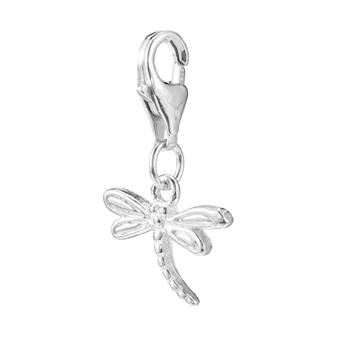 ZooWoo Sterling Silver Dragonfly Clip-On Charm Lobster Claw Clasp for Bracelets and Necklaces: Nature-Inspired Jewelry Accessory