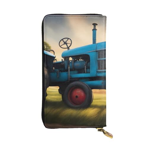 Fantasy Farm Tractor Picture Leather Long Clutch Wallet for Fashionable Girls and Women - Durable, Stylish, and Functional, Black, One Size