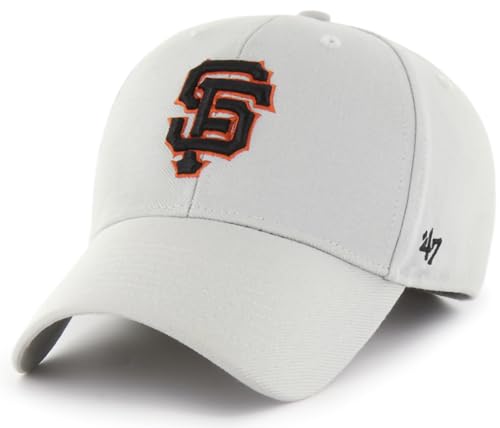 47 Brand MLB Gray Team Color Primary Logo MVP Adjustable Structure Baseball Cap Hat, Adult One Size Fits All - San Francisco Giants Gray