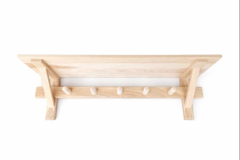 Sauna Wandregal aus Holz 05 cm mit 3 Haken – Badregal mit Ablage für Sauna, Bad & Banja