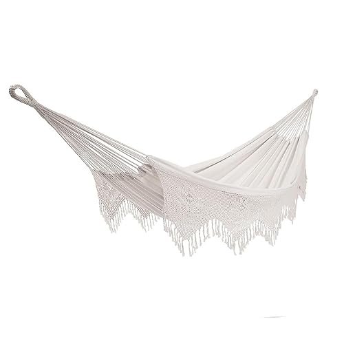 Hamacas Mexicanas 14 Vivere BRAZ400 - Hamaca Doble de algodón, Estilo brasileño, Natural
