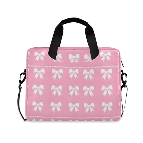 Funda para portátil con diseño de lazos blancos y rosa miniatura 1