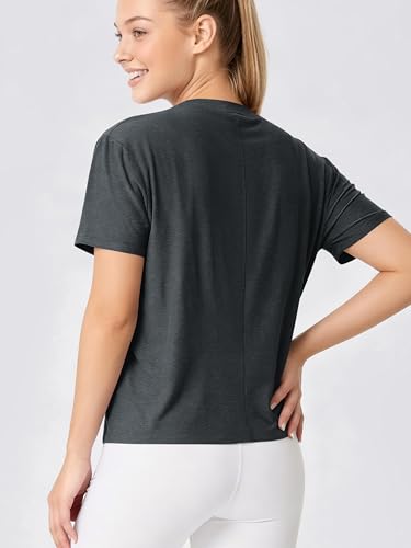 Image of ODODOS Women's Performance Cropped Tee Ultra Soft odSTRATUM Tech Short Sleeve Relaxed Top Crew Neck T-Shirts
