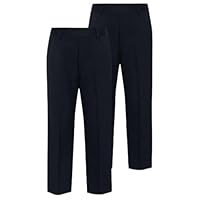 2PK Boys Elasticated Waist Regular Fit School Trousers Black Grey Navy Blue 3-18 Years