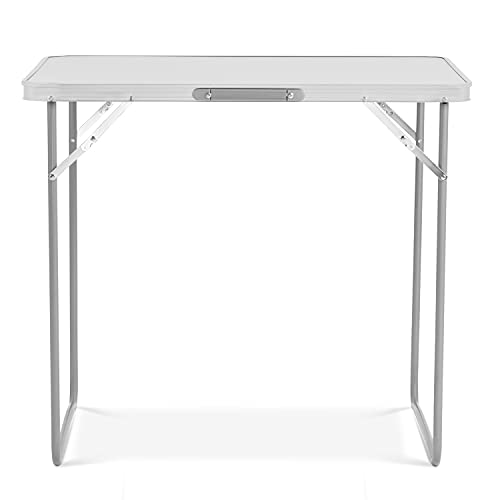 SA Products Utility Folding Table – Portable Foldable Table for Camping, Party & Picnic – Lightweight Small Folding Table – Sturdy Outdoor Patio Furniture with Aluminium Frame (2.3ft White)