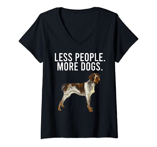 Womens Less People More Dogs German Wirehaired Pointer Introvert V-Neck T-Shirt, Black