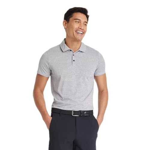 All in Motion Men's Striped Polo Shirt - (as1, Alpha, s, Regular, Regular, Black)