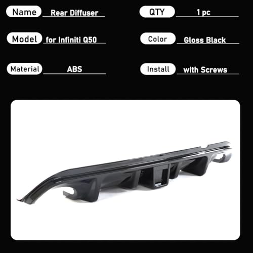 Rear Diffuser for Infiniti Q50 2014-2017 Rear Bumper Diffuser with LED Light Add-on Body Kit Rear Bumper Lower Lip Splitter Exterior Accessories by Generic - Used condition - Image 5