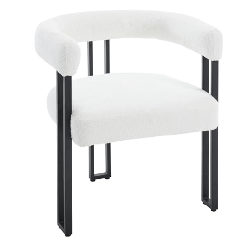 WOLTU Silla Comedor, Silla de Cocina de Chenilla, Sillon de Salon con Patas Metalicas, Butaca Tapizada, Asiento Cómodo, Silla Moderna para Sala de Estar, Restaurante, Balcon, Crema, EZS25cm 1