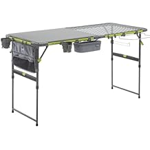 CORE Outdoor Cook Table | 5 Foot Table with Adjustable Height and Storage for Cooking Accessories | Foldable & Portable for Beach, Picnic, Backyards, BBQ, Tailgate, Patio and Party