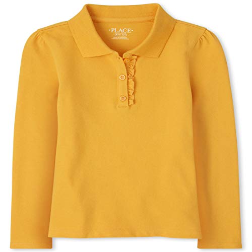 The Children's Place Girls' Uniform Long Sleeve Ruffle Pique Polo