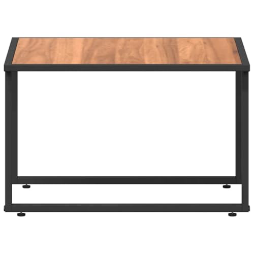 Table basse carrée industrielle noir et marron 55x55x35cm en acier - 8