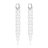 Long Pearl Earrings for Women 14k Gold Plated Pearl Dangle Tassel Earrings Sterling Silver Post Long