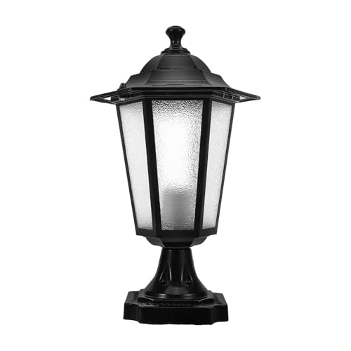 Milisten Outdoor Waterproof Black Small Hexagonal Pillar Post Light Fixture